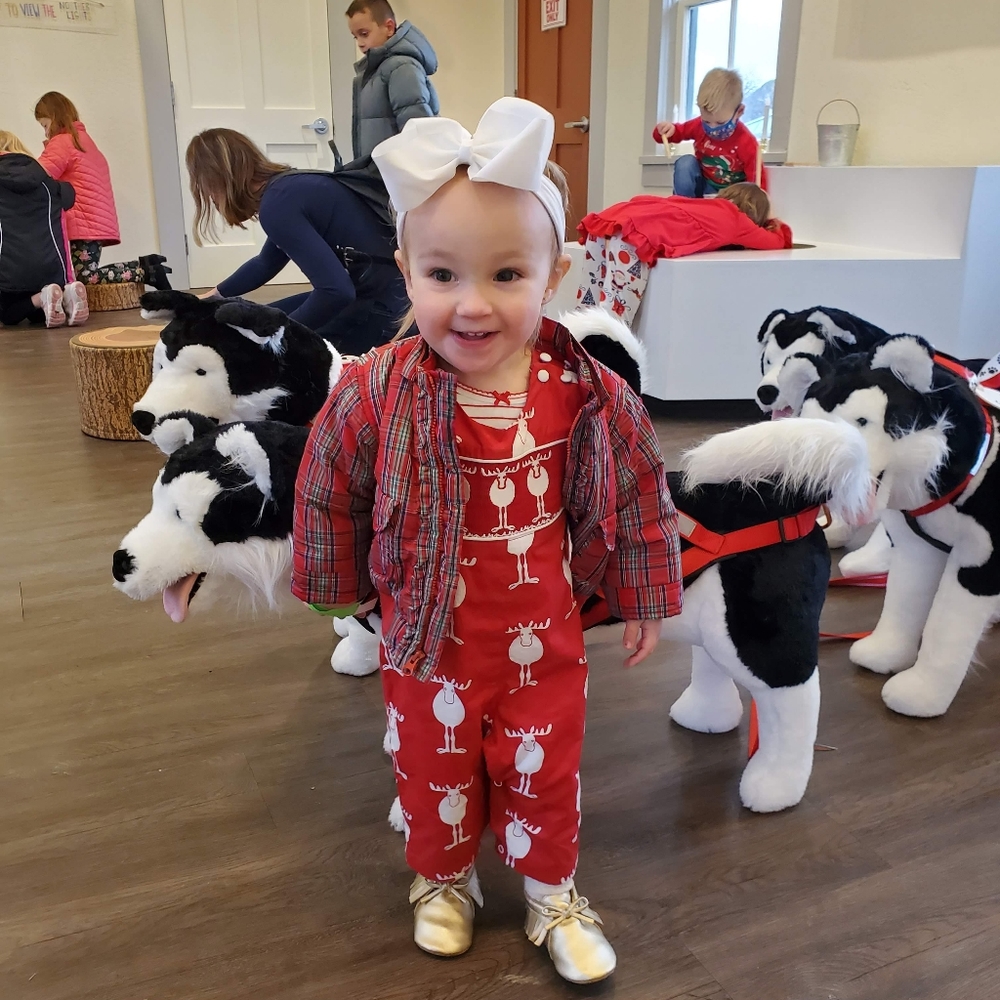 {Lil Cactus} Reindeer Moose Red Holiday Overalls